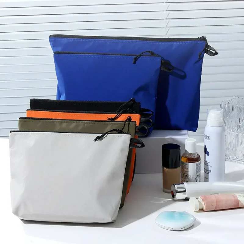 Sac de toilette imperméable pour voyage en plein air, grande capacité, sac cosmétique portable, couleur unie, sac de rangement pour maquillage, étui pour femmes