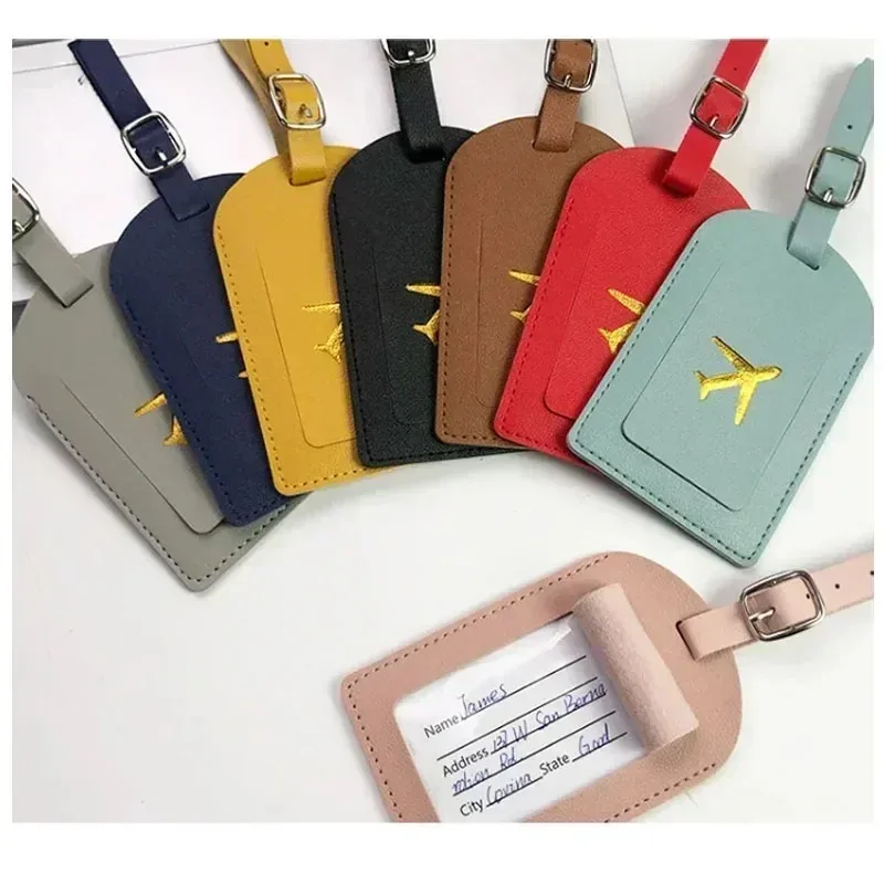 Étiquette d'adresse de valise, étui d'embarquement en cuir estampillé, étiquette de bagage d'affaires, nom, identification, Clip d'adresse, accessoires de voyage