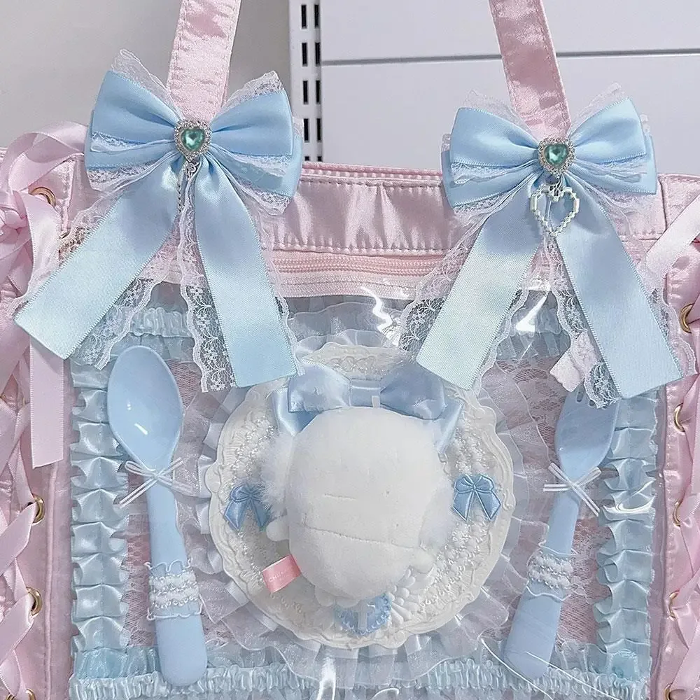 kit de nœud papillon en ruban pour itabag, ruban doux, nœud en dentelle, cœur, diamant, clip gir llolita, sac à dos, breloque, décoration, accessoires de sac