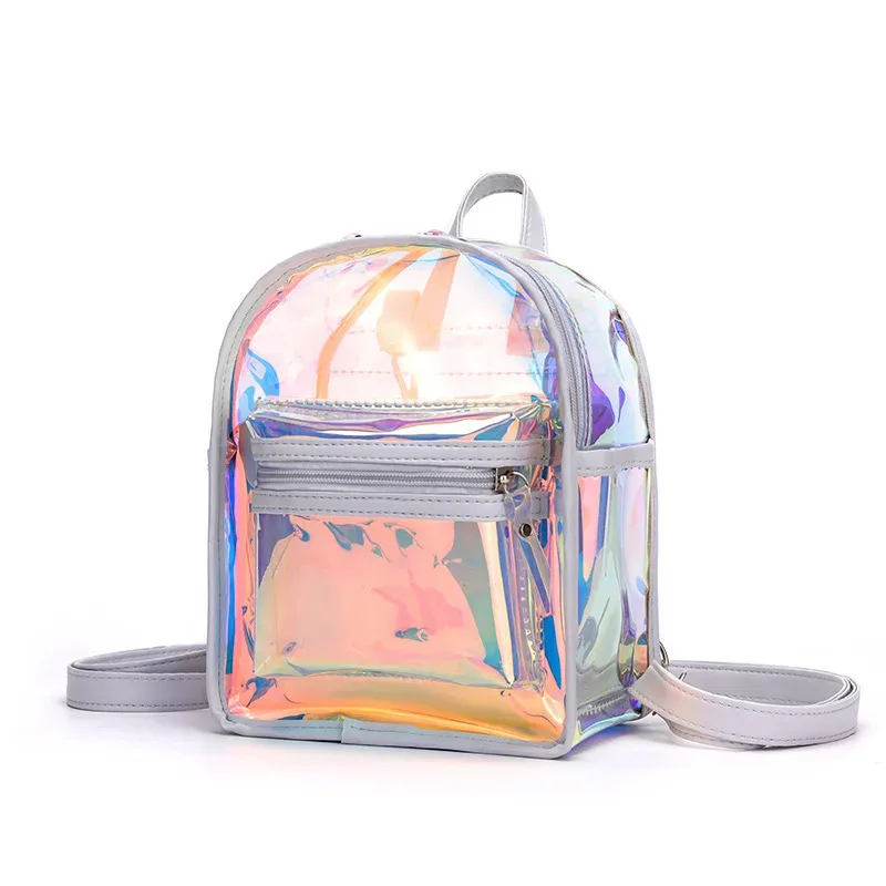 mode coréenne mini sac à dos femmes gelée transparent double sac à bandoulière mignon filles sac à main voyage en plein air petit sac pour les femmes