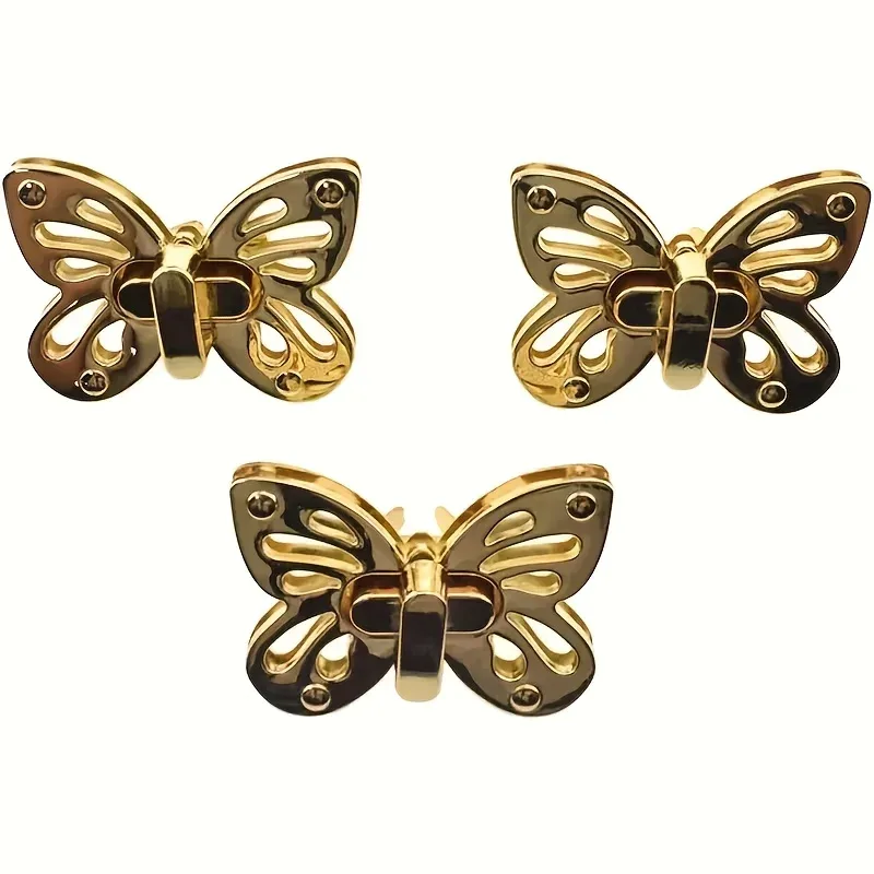 sac papillon en métal, 3 pièces, fermoir à verrouillage torsadé pour artisanat du cuir, sac à main pour femmes, sac à bandoulière, accessoires de quincaillerie
