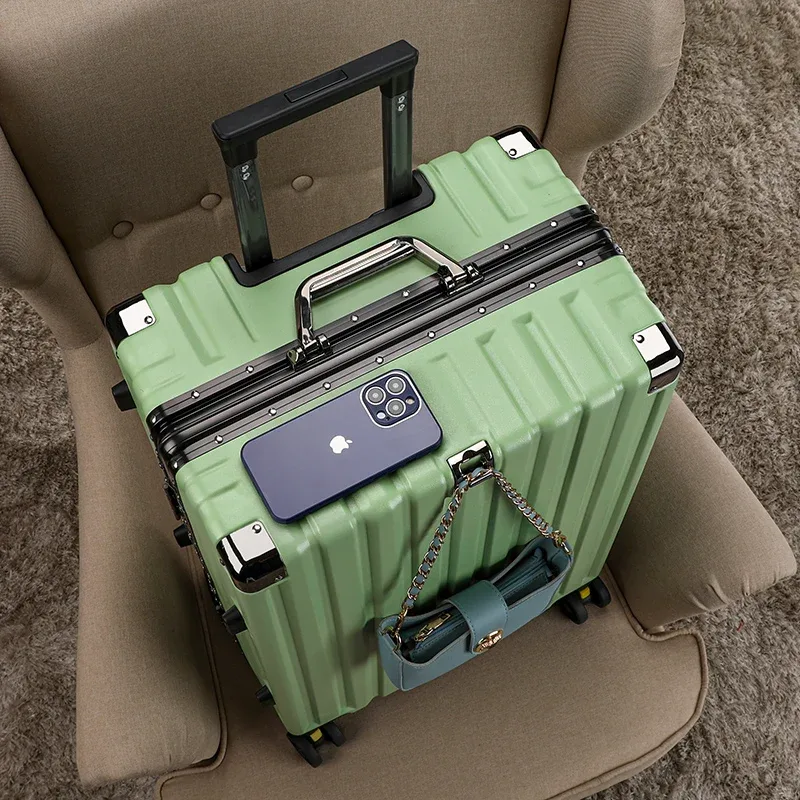 valise rigide à roulettes tendance, grande capacité, silencieuse, pour hommes et femmes, bagage de luxe à emporter à bord.