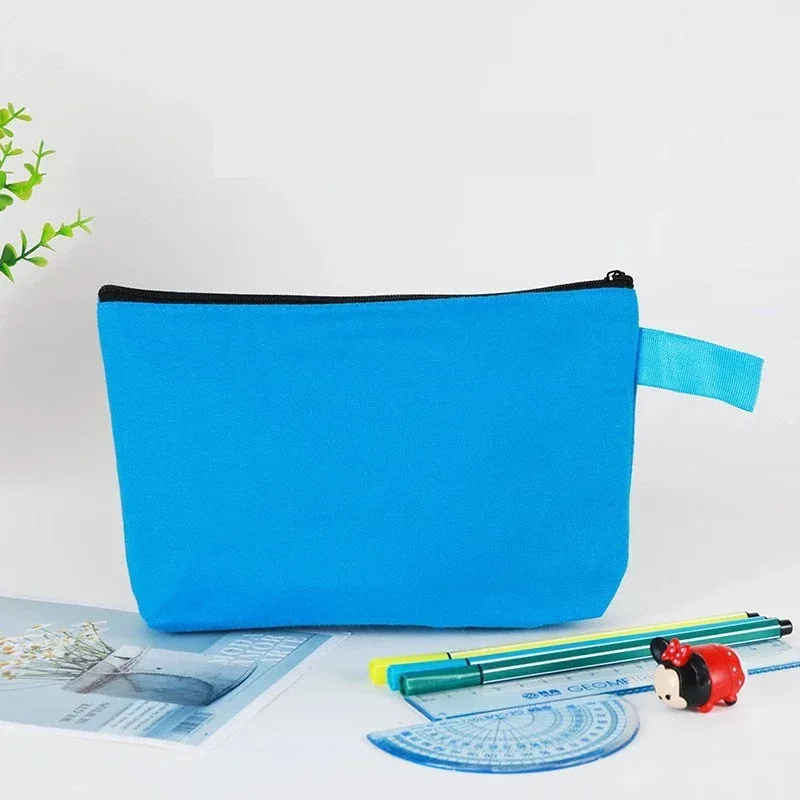 10-100 pièces de pochettes de maquillage en toile personnalisées, grande capacité, trousse à crayons avec crochet, sac de rangement pour papeterie, cadeau portable pour bureau et fête