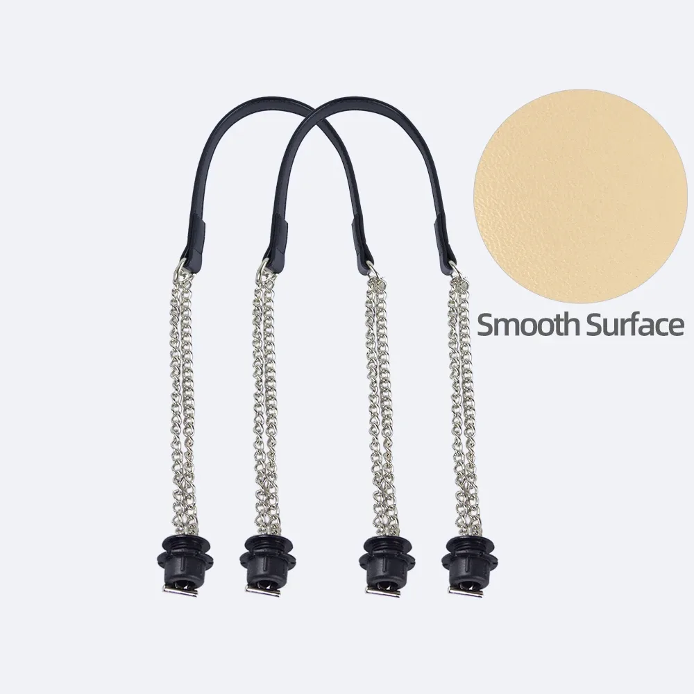 1 paire d'accessoires obag longues poignées en cuir sangles argent longue double chaîne sous les bras pour o sac fourre-tout femmes sacs à main à bandoulière
