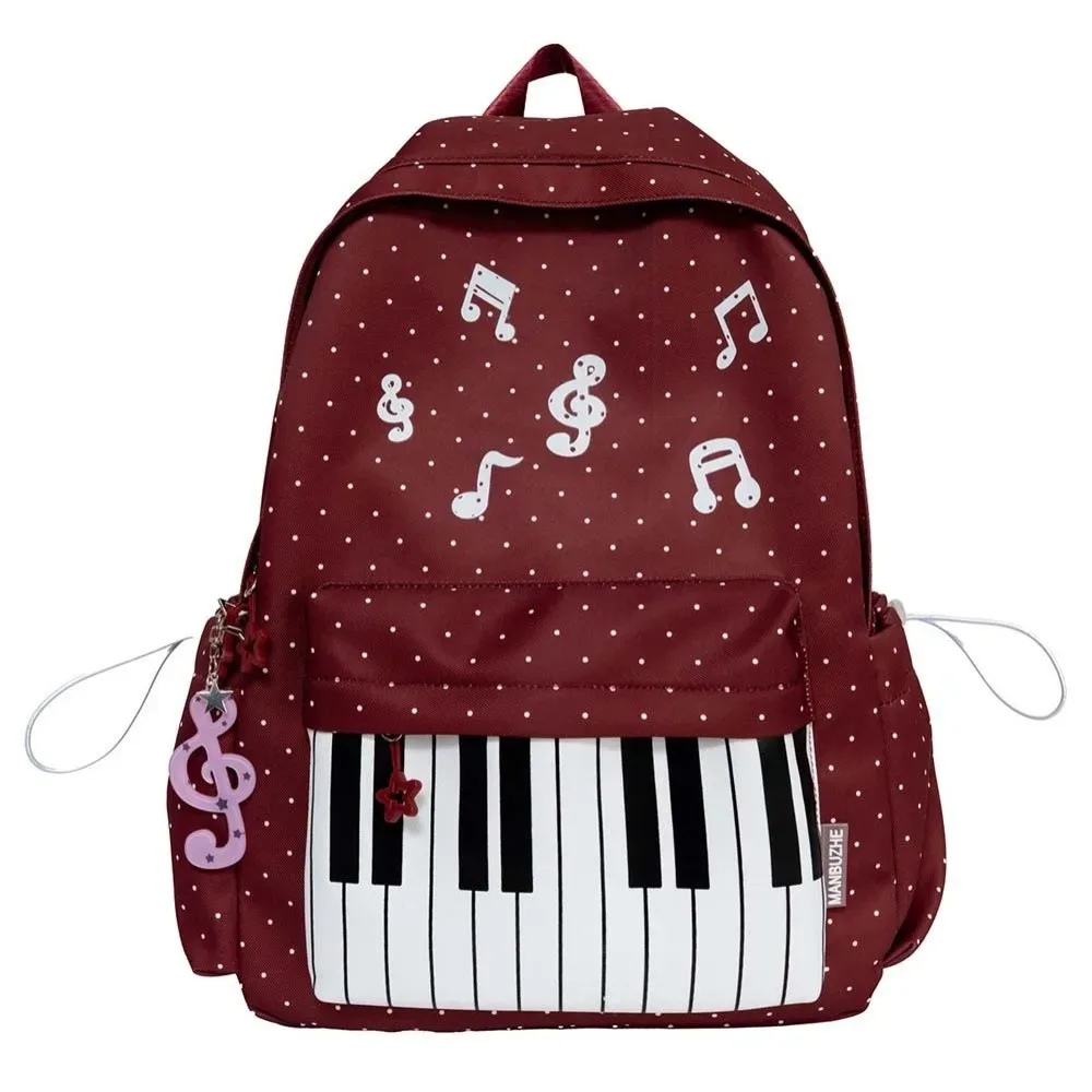 sac à dos pour piano en nylon, multi-poches, design léger, sac à dos pour clavier, couleur contrastée, style japonais, sac d'école mignon, voyages de week-end