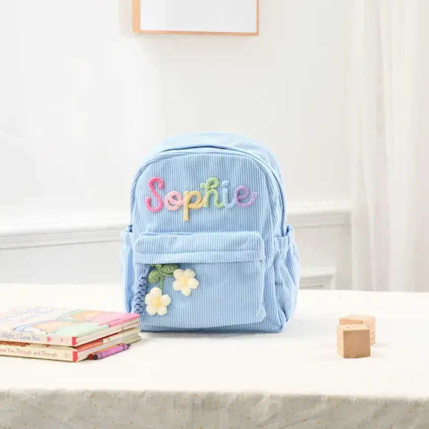 mini sac à dos personnalisé pour enfants – petit sac pour tout-petits avec nom personnalisé, sac à dos préscolaire en velours côtelé, cadeau pour bébé pour garçons et filles