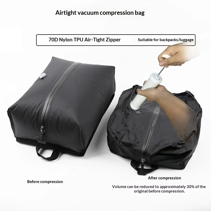 sacs de compression sous vide portables pour les voyages, sacs gain de place avec pompe manuelle, organisateur de vêtements étanche pour valise et sac à dos