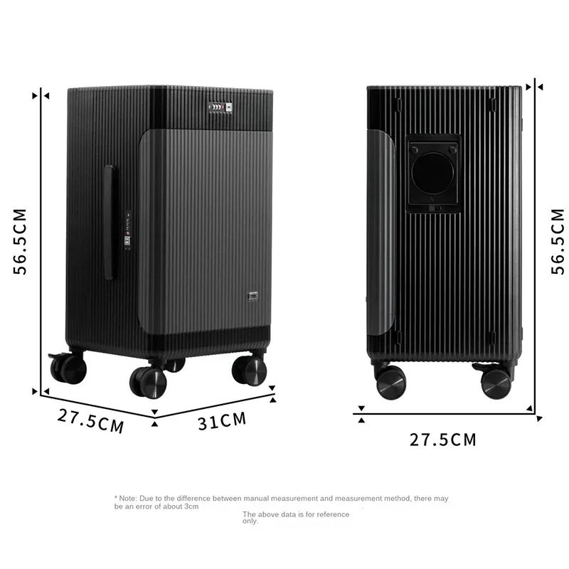 nouvelle valise à ouverture latérale, modèle ouvert, portable, pour voyages d'affaires, avec poignée large, 20 pouces - bagage à main (sans encombrement en soute)