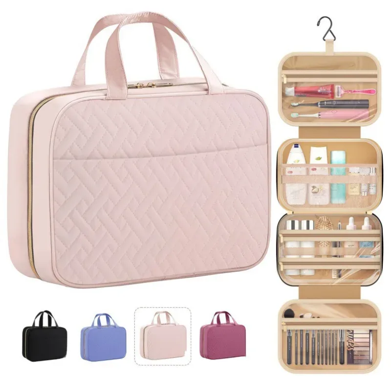 Nouvelle trousse de toilette suspendue pour voyage, grande boîte de rangement portable pour hommes, étui à cosmétiques étanche pour maquillage femme