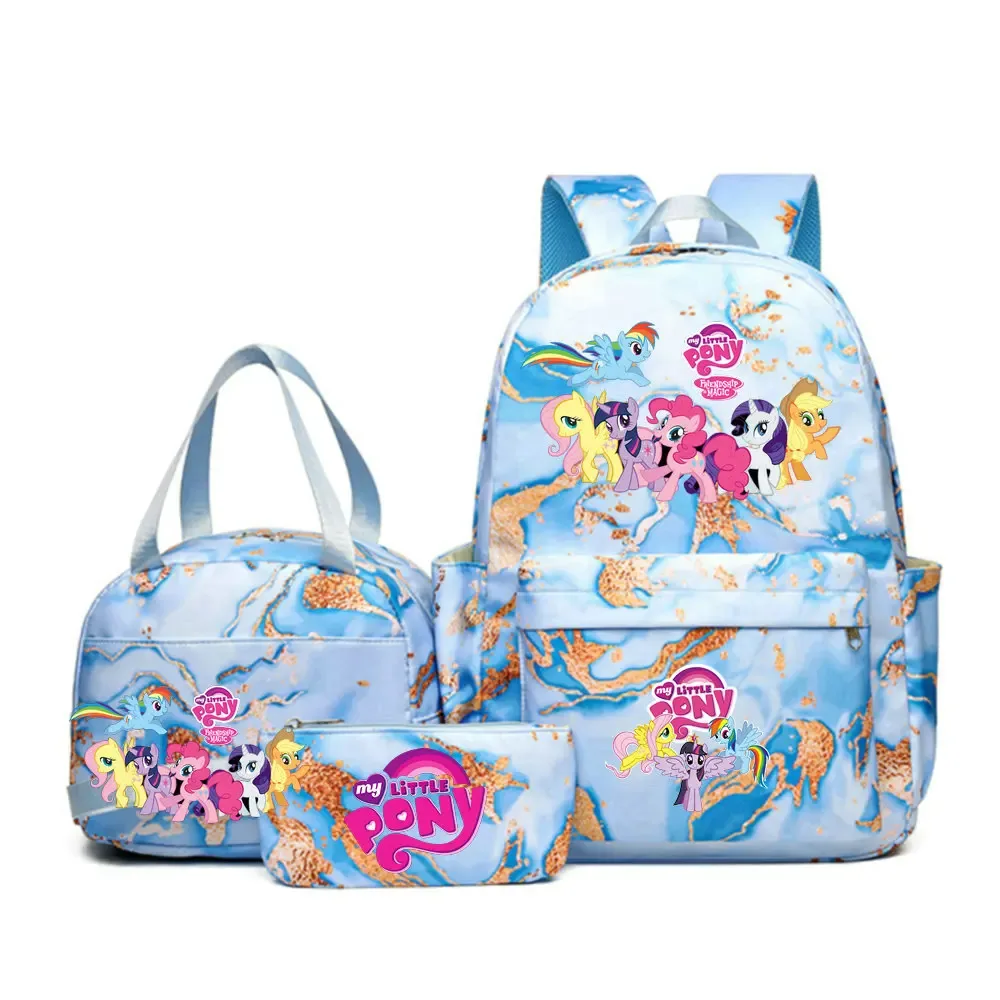 sac à dos my little pony, ensemble de 3 pièces, sac d'école pour étudiants, trousse à crayons, sac à dos de voyage pour adolescents, sac à dos décontracté pour ordinateur portable, mochilas