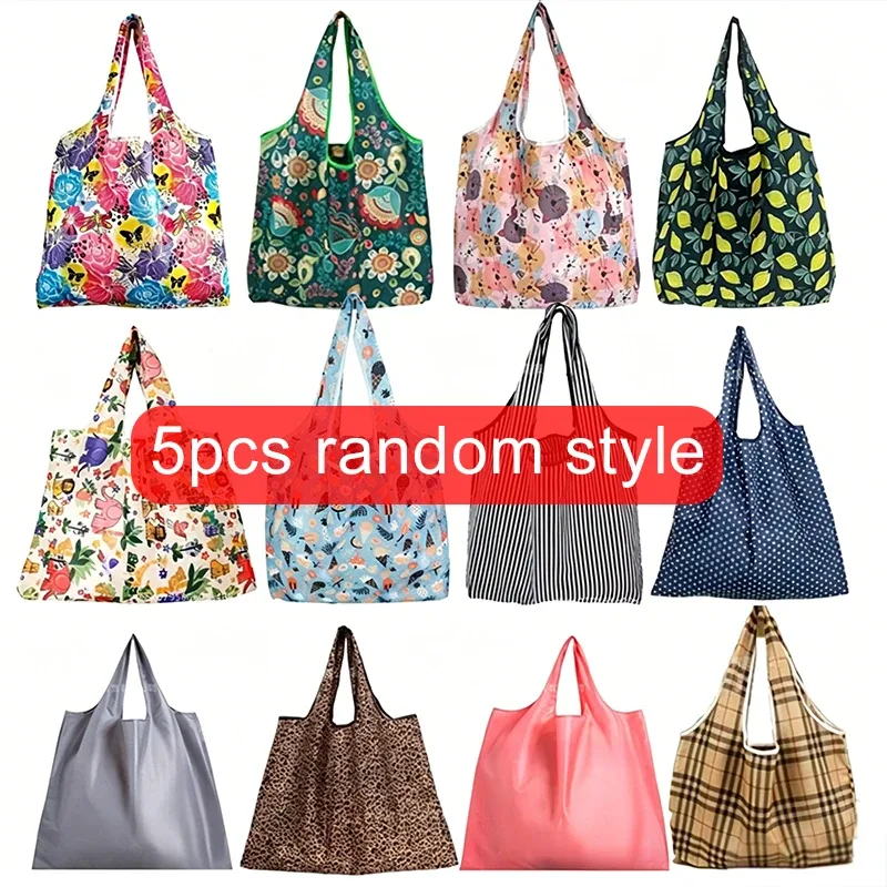 lot de 5 sacs de courses réutilisables, grands sacs écologiques pour l'épicerie, sacs de rangement, pochette de courses à bandoulière, sac fourre-tout pliable tmz