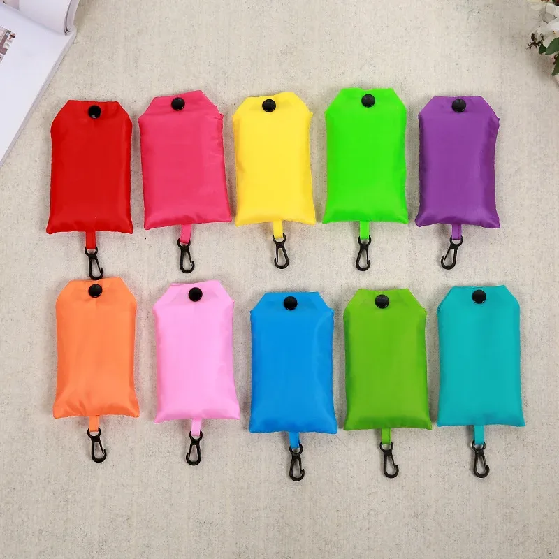 sac de courses réutilisable pour femmes et hommes, sac d'épicerie pliable en nylon, sac fourre-tout écologique, sacs à main de couleur unie