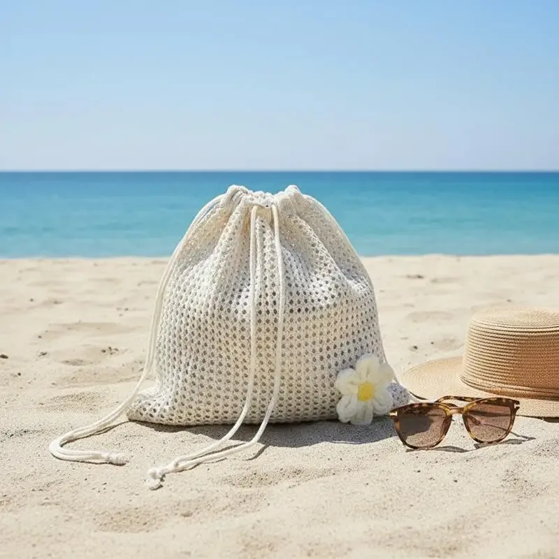 sac à dos bohème tendance en crochet, couleur unie, idéal pour le shopping et les voyages