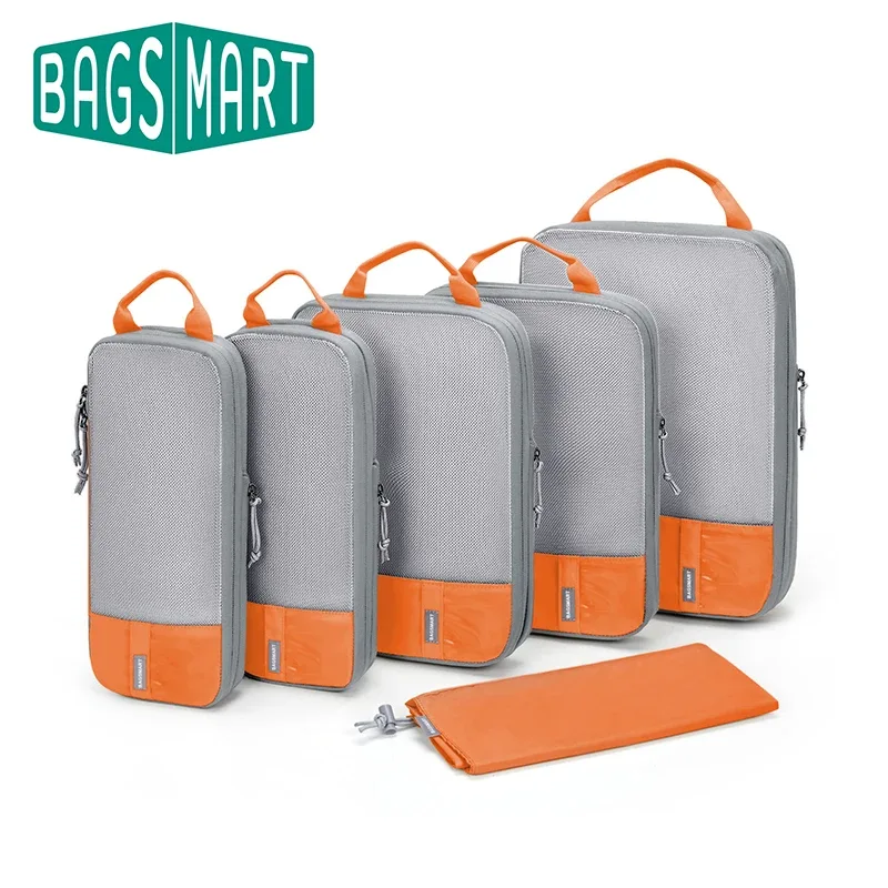 BAGSMART-Cubes d'emballage de compression pour voyage, sacs à bagages légers et durables, essentiels de voyage, ensemble de 6, 4/2