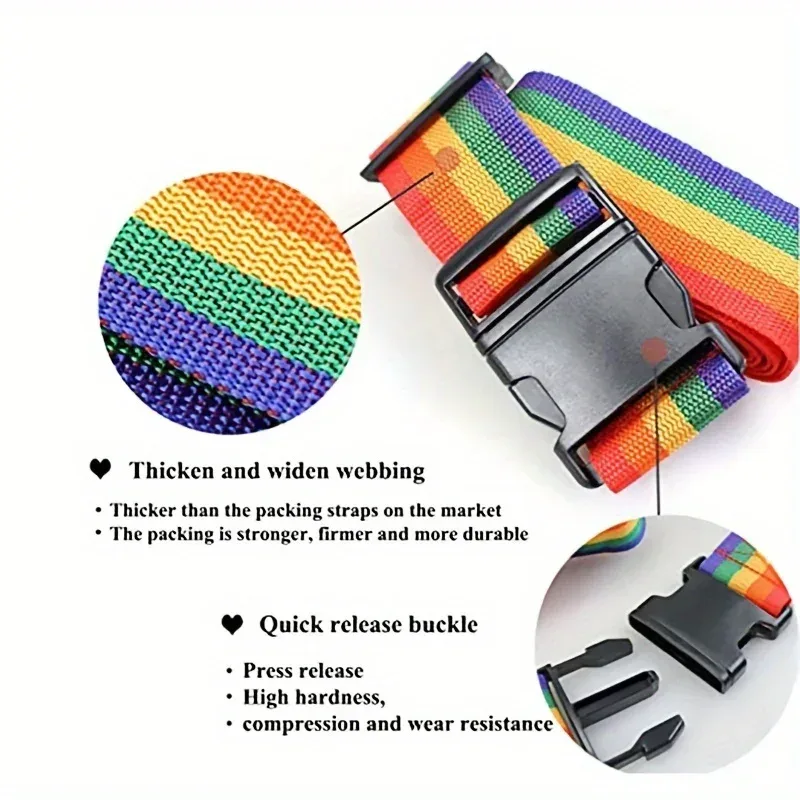 1 pack de sangle de bagage réglable, ceinture de valise, sangle de voyage de couleur vive avec boucle à dégagement rapide