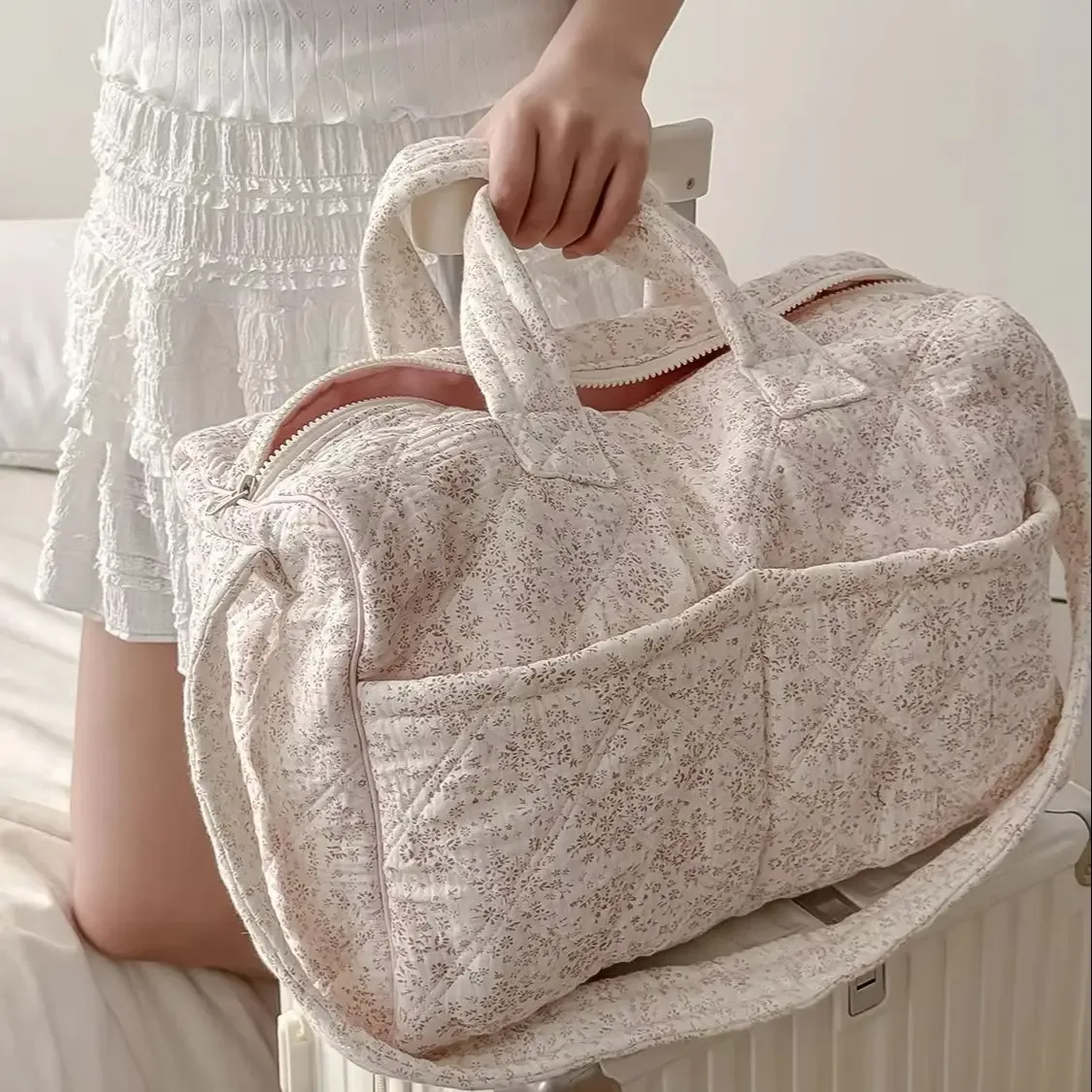 sac de voyage floral frais et élégant style yt, nouveau sac à main grande capacité, sac fourre-tout pour étudiants et navetteurs