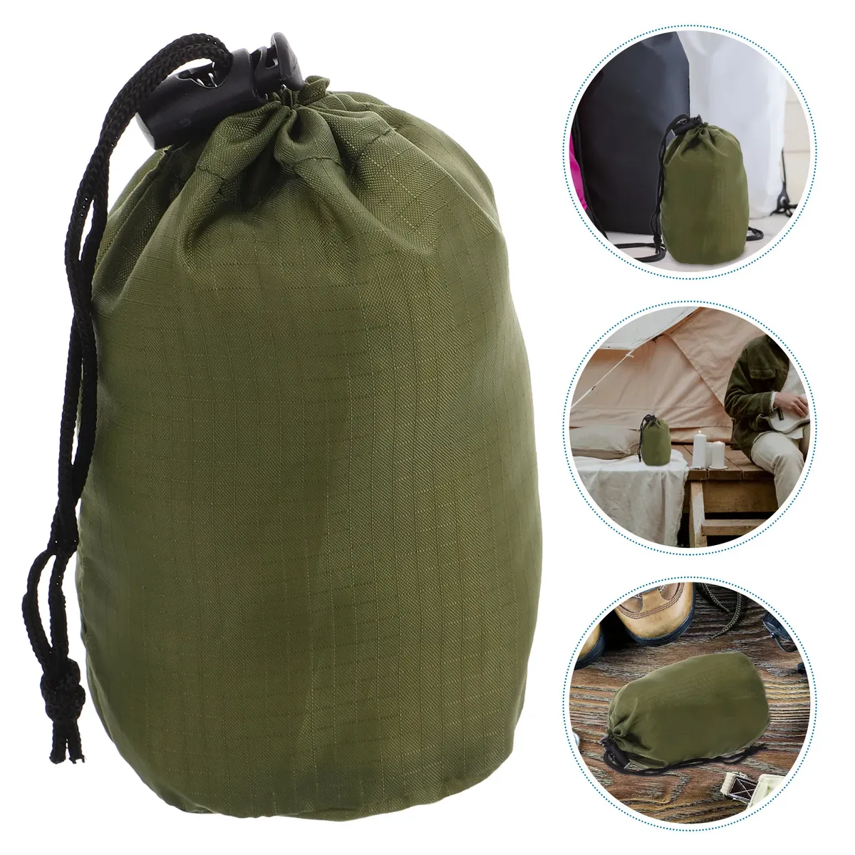 Sac de rangement imperméable en nylon pour vêtements de pluie, avec cordon de serrage, sac compact pour le camping, la randonnée, les voyages en plein air et le backpacking