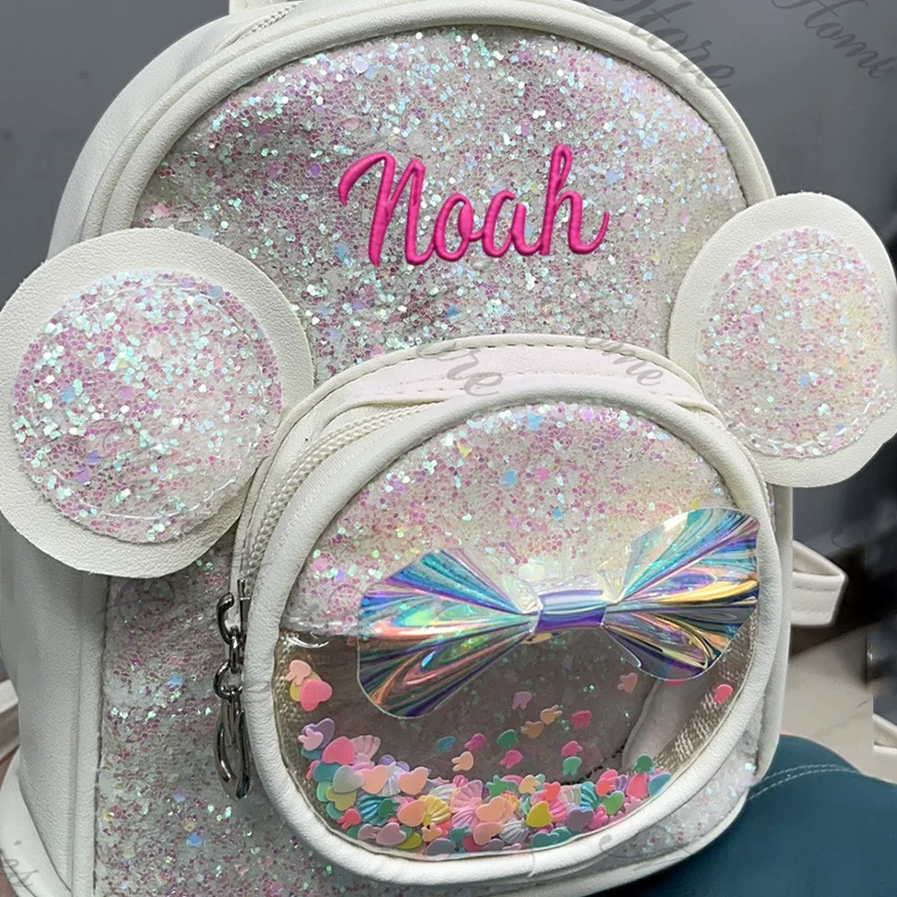 Sac à dos personnalisé pour enfants, sac à dos brillant pour enfants, sac de collation de maternelle, nom personnalisé, dessin animé princesse pour filles, nouvelle mode