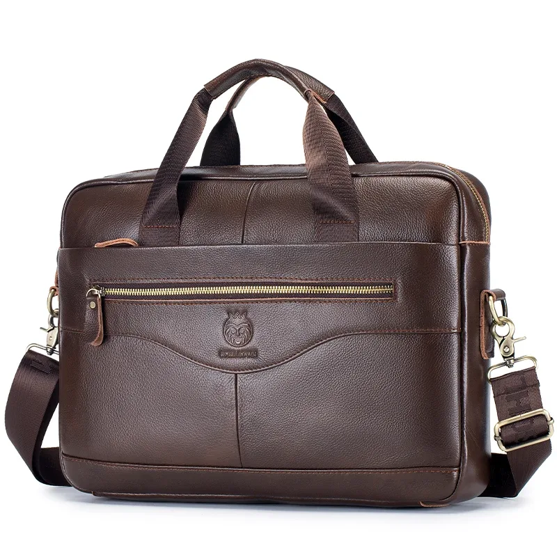 porte-documents de luxe en cuir véritable pour homme, sac pour ordinateur portable 15,6 pouces, sac de bureau, sac pour ordinateur