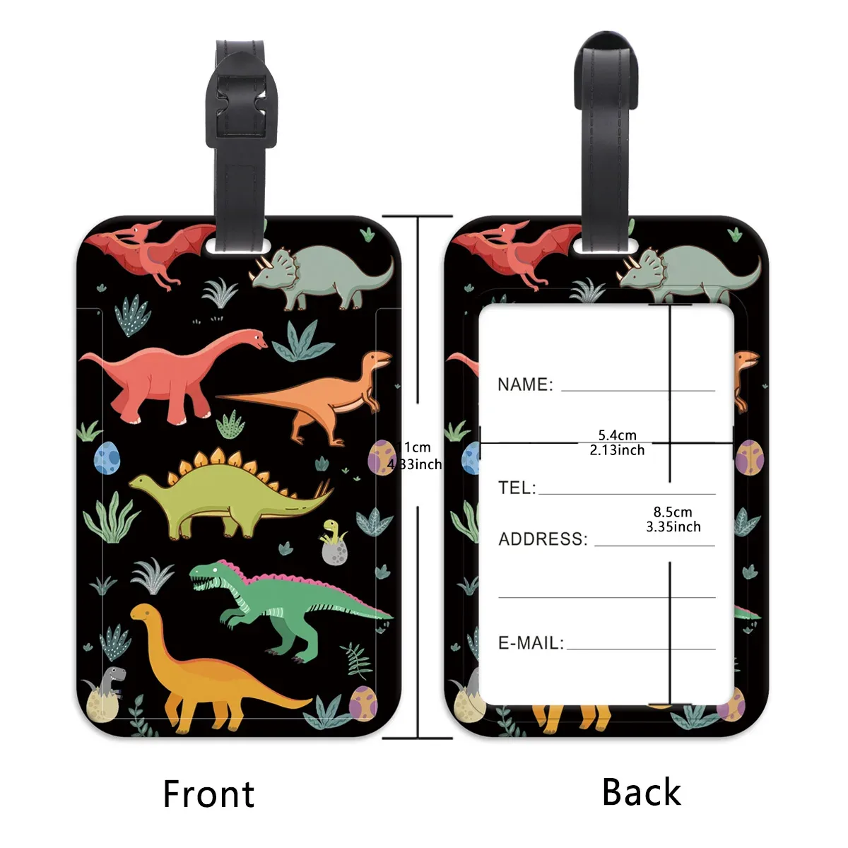 étiquettes de bagage chat dinosaure mignon, identification de valise, porte-nom d'adresse, étiquette de bagage, embarque de voyage, accessoires de valise portables