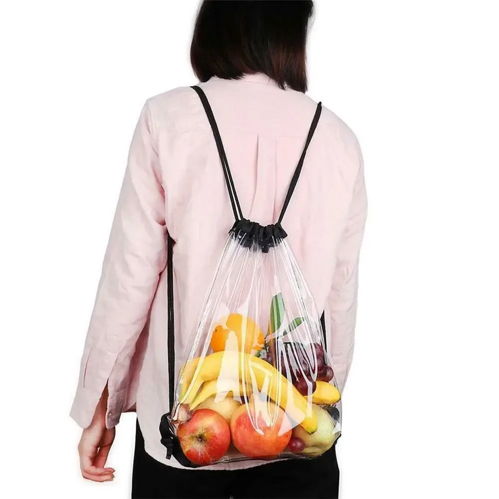 sac à dos transparent pliable en pvc écologique portable, sacs à cordon, sacs à dos de shopping, sacs imperméables