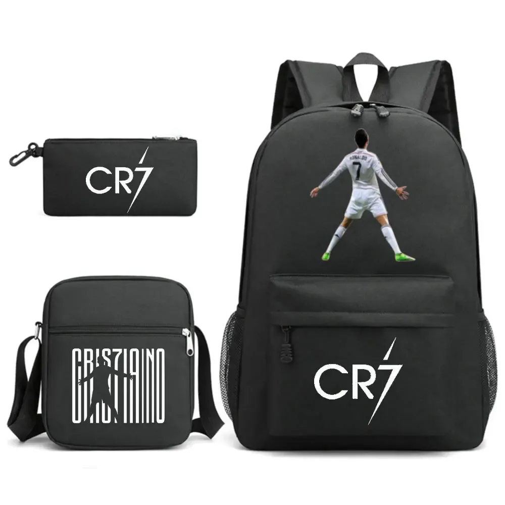 sacs à dos de voyage et d'extérieur imprimés cr7 pour femmes et filles, avec sacs à déjeuner, légers, pour adolescents, sac à dos pour ordinateur portable