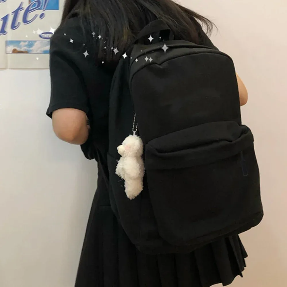 sac à dos noir de grande capacité, sac de voyage léger et simple, sacs d'école pour étudiants, sac de rangement à fermeture éclair pour étudiants