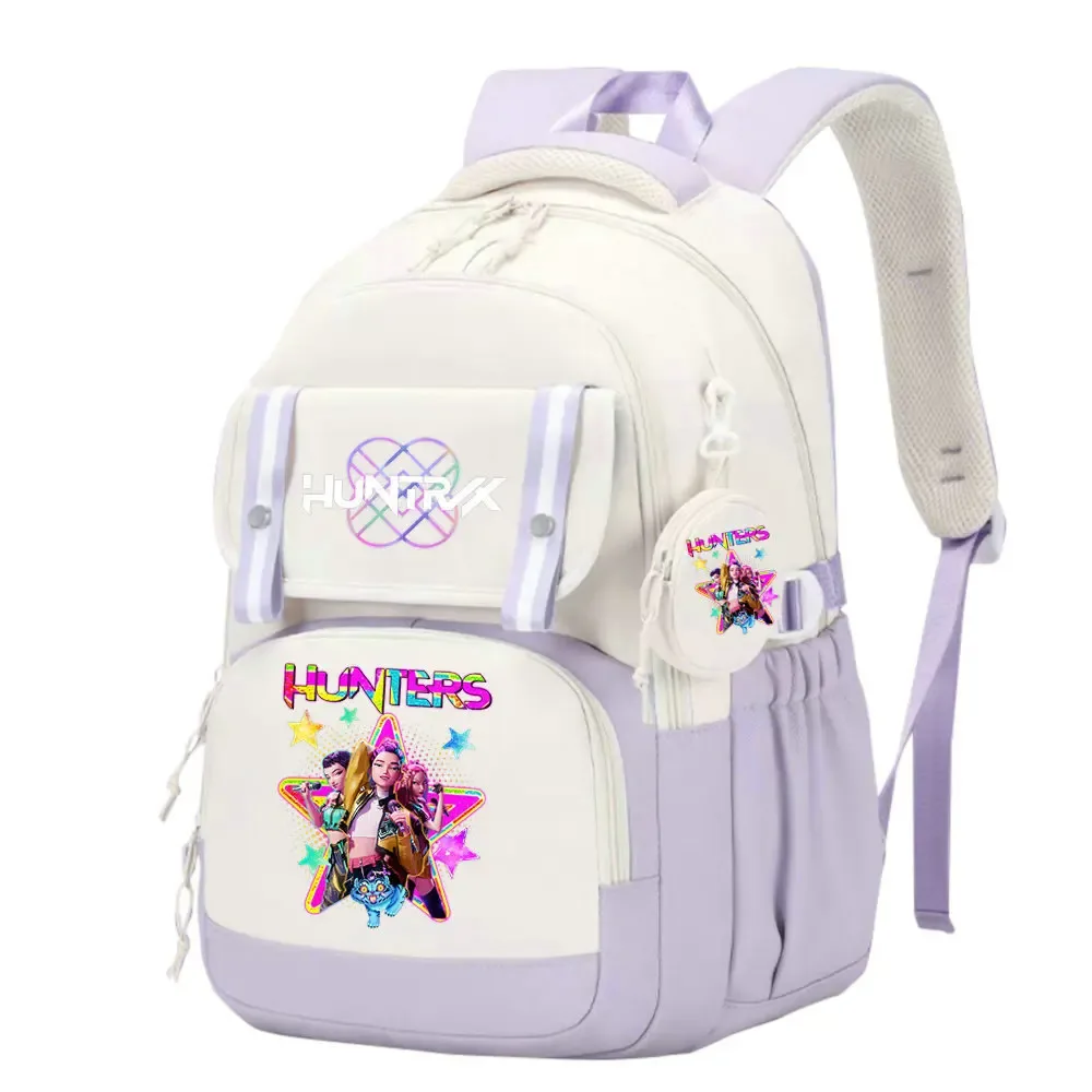 sac d'école kpop demon hunters pour enfants, grande capacité, sac à dos d'étudiant de haute qualité, imprimé avec des personnages de dessins animés mignons, sac à dos de voyage