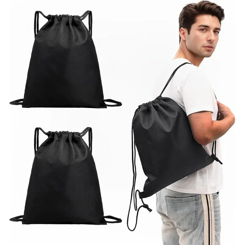 lot de 2 sacs à dos à cordon de serrage en polyester 210d résistant à l'eau, sac de sport léger pour voyage, école, camping