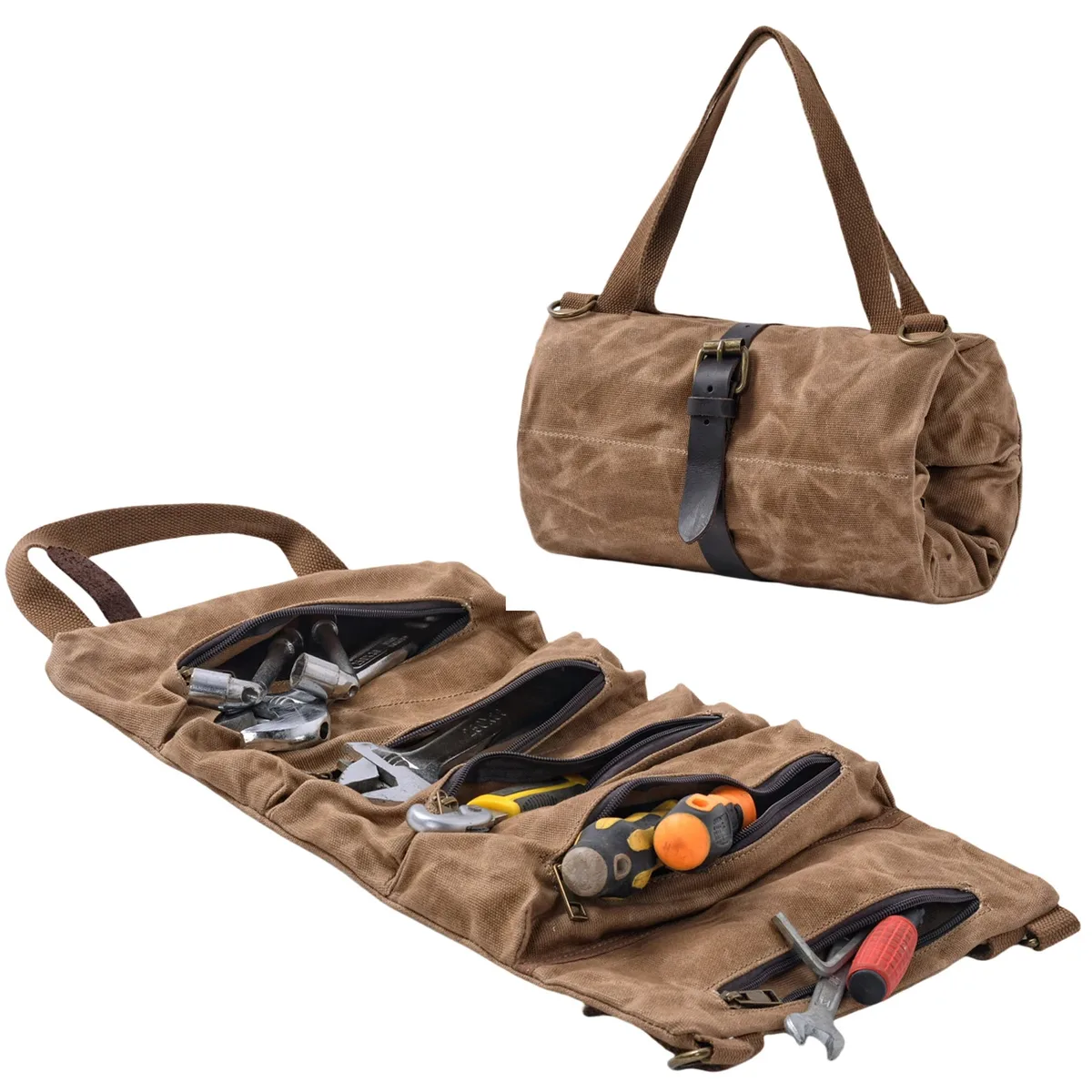sac à outils en toile pour moto, rouleau d'outils en rouleau, sac à outils polyvalent, sac enroulable, sac de rangement d'outils de réparation manuels, kits d'outils