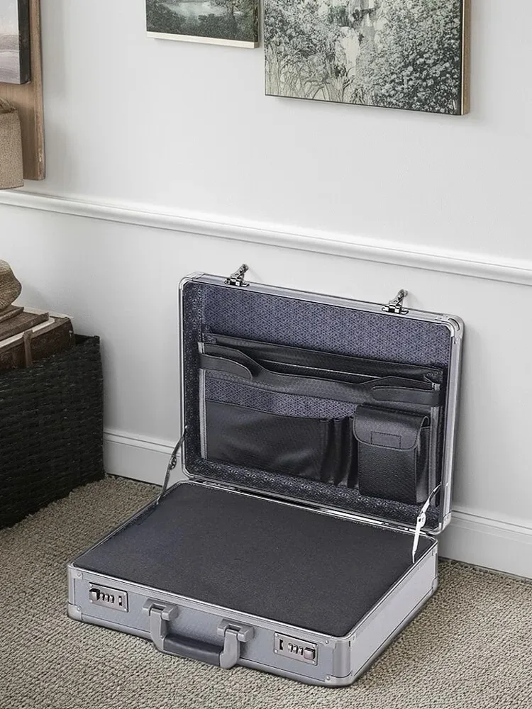 étui pour ordinateur portable verrouillable à cadre en aluminium-porte-documents de sécurité portable coffre-fort avec verrouillage par mot de passe pour fichiers informatiques