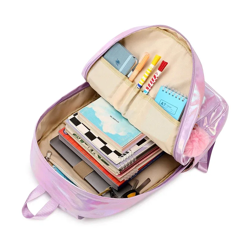sac d'école étanche pour enfant et adolescente, interrupteur sac à dos avec déjeuner et trousse à crayons, ensemble de 3 pièces