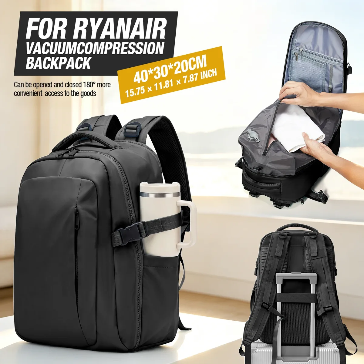sac à dos de voyage sous vide 40x30x20 pour cabine ryanair wizzair easyjet, sac à dos de transport pour avion, sacoche pour ordinateur portable