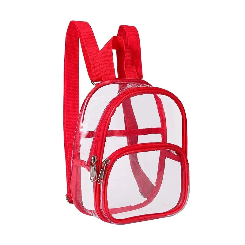 sac transparent en pvc, sac à dos de voyage transparent, sac à bandoulière, sangle pour livre, terrain de sport, mini cartable de voyage étanche approuvé pour enfant