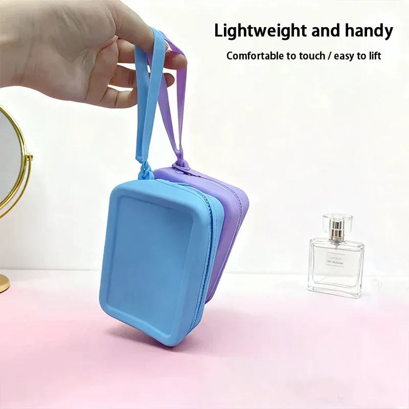 Trousse de maquillage en Silicone, sac de rangement de voyage, pochette pour clés Portable de grande capacité
