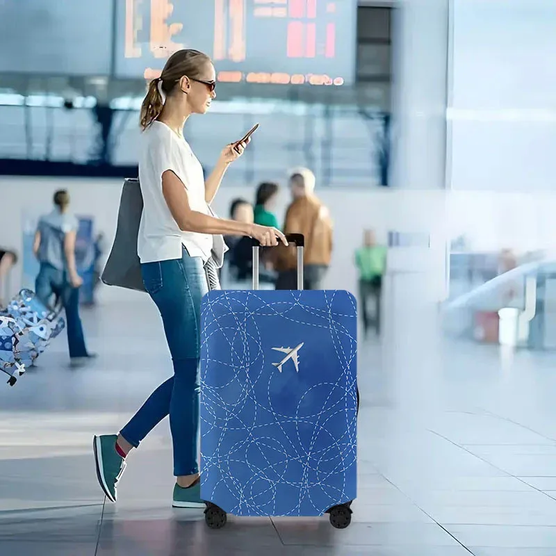 Housse de bagage imprimée avec motif d'avion, accessoire de voyage extensible anti-poussière, convient aux valises de 18 à 32 pouces