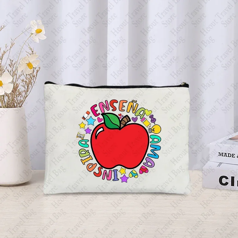 trousse à cosmétiques pour enseignants, sac de maquillage à fermeture éclair, boîte à crayons, rangement de rouge à lèvres, cadeaux de remerciement pour enseignants, retour à l'école, chimzipper