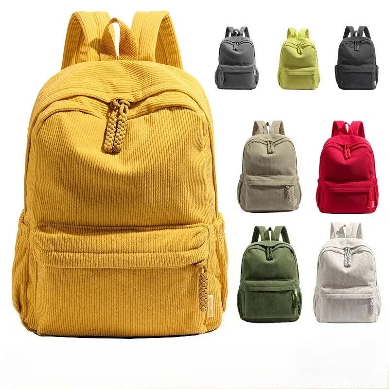 Sac à dos en velours côtelé neutre Sacs à dos de grande capacité Options de couleurs élégantes et polyvalentes Sac à dos décontracté pour un usage quotidien à l'école ou aux voyages