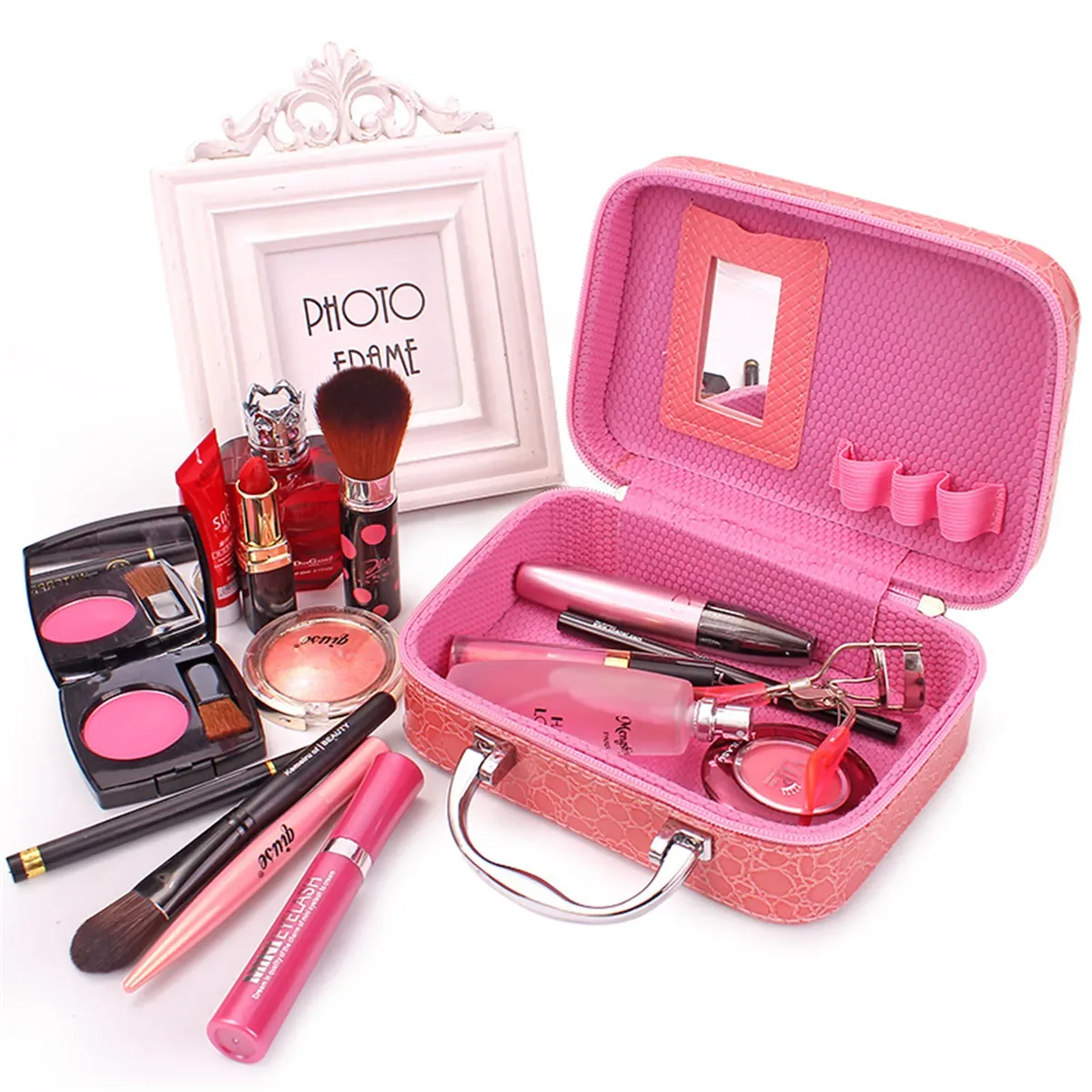sac de beauté en cuir, sac de voyage, trousse à cosmétiques en pu, trousse de toilette pour collection de maquillage, usage professionnel, pour femmes