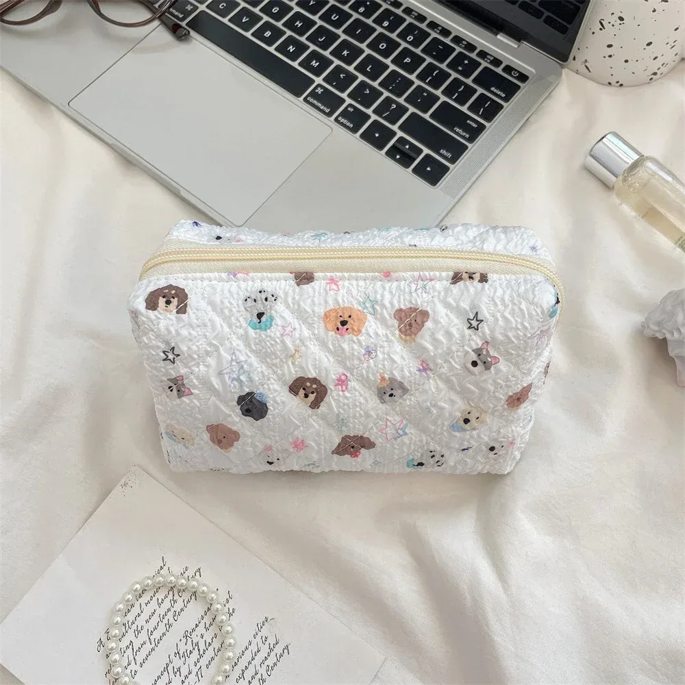 sacs à cosmétiques à brosse carrée de dessin animé mignon, sac de maquillage à fleurs roses pour femmes, organisateur de voyage, pochette à cosmétiques, trousse à crayons pour filles