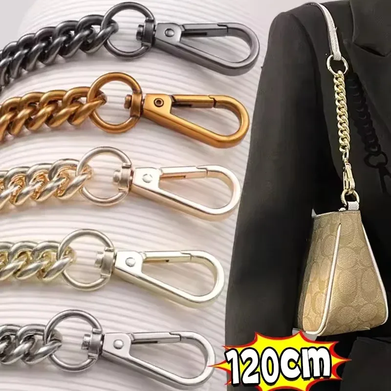 chaîne de sac à main plate avec boucles métalliques pour portefeuille, sacoche, sac fourre-tout, remplacement de chaîne de sac à bandoulière