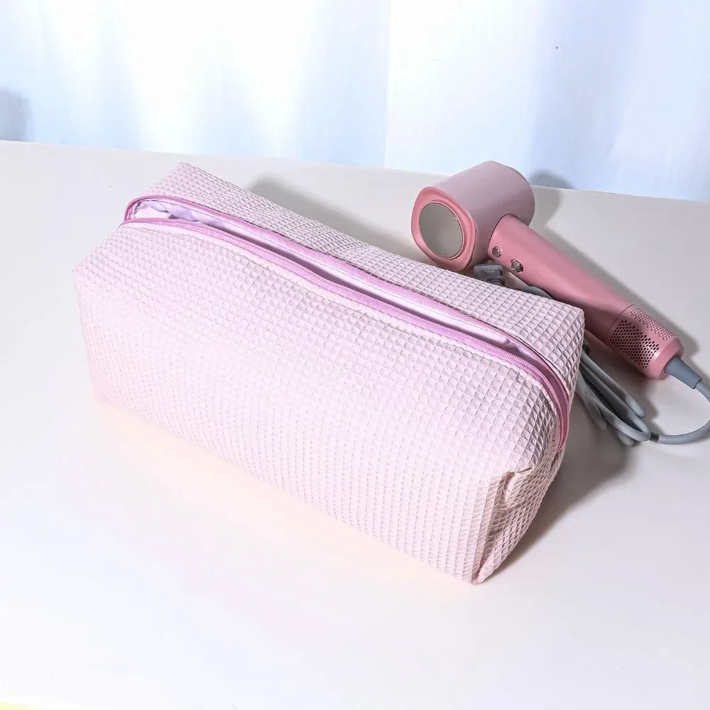 trousse de maquillage simple en coton avec fermeture éclair, pochette de rangement portable grande capacité, légère, organisateur d'outils de coiffure pour voyage