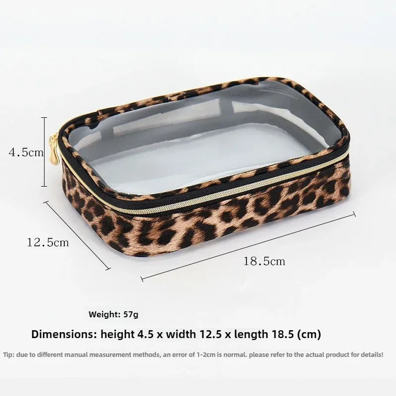 organisateur de cosmétiques de voyage étanche de grande capacité avec fermeture éclair, trousse de maquillage cosmétique léopard, trousse de maquillage transparente imprimée léopard 2025