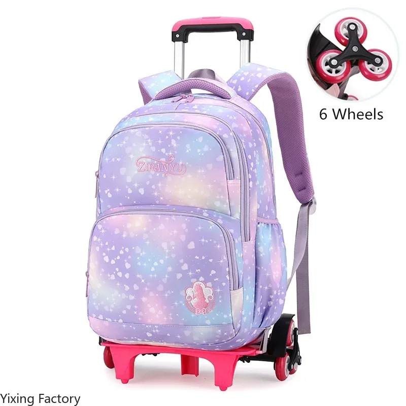 ensemble de sac à dos scolaire à roulettes pour enfants, sacs pour étudiants, sac à roulettes pour filles, cartable mignon, sac à dos à roulettes pour enfant