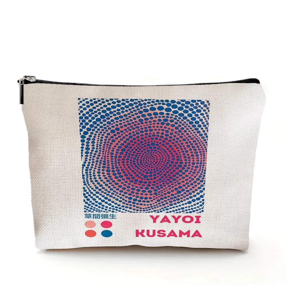 yayoi kusama pochette de maquillage japonais pop art à pois art design floral étui à cosmétiques mode dame beauté sac de rangement à la mode