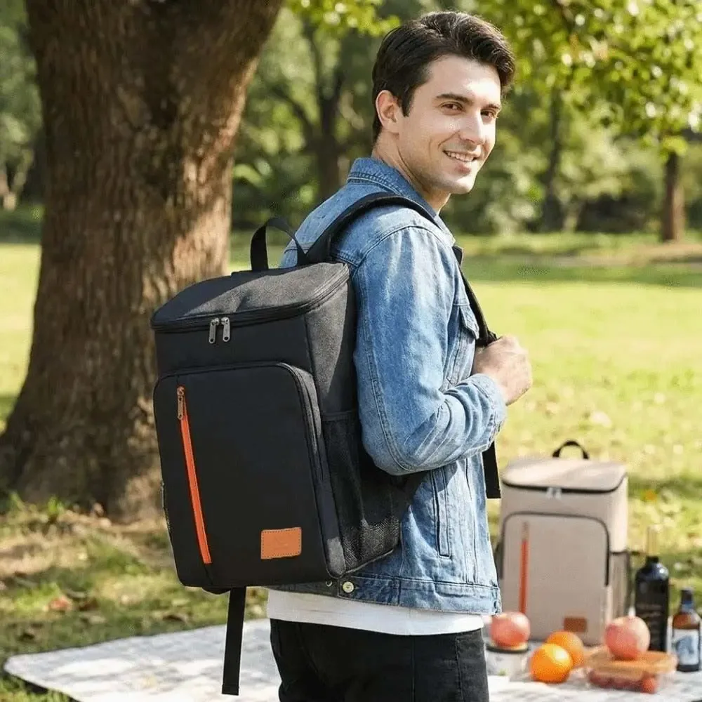 sac à dos isotherme double épaule, épais, portable, pour repas, en tissu oxford, grande capacité, sac isotherme tendance