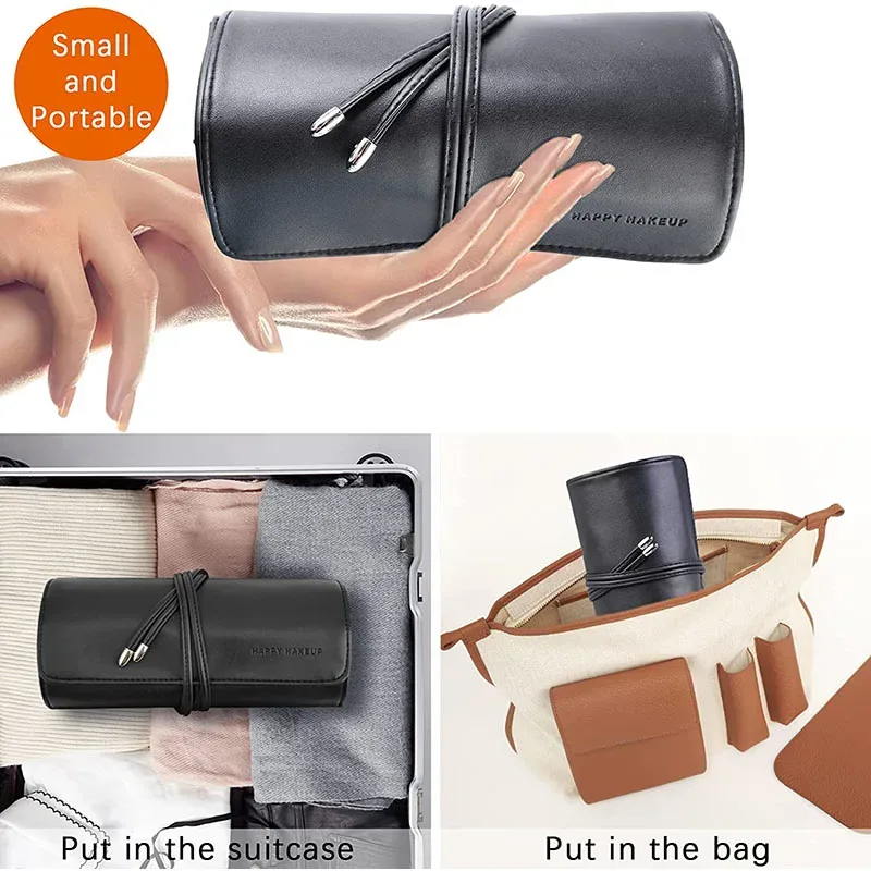 sac à roulettes pour pinceaux de maquillage pour femmes, étui en cuir de protection pour brosses cosmétiques, porte-pochette pour outils de beauté, organisateur de rangement