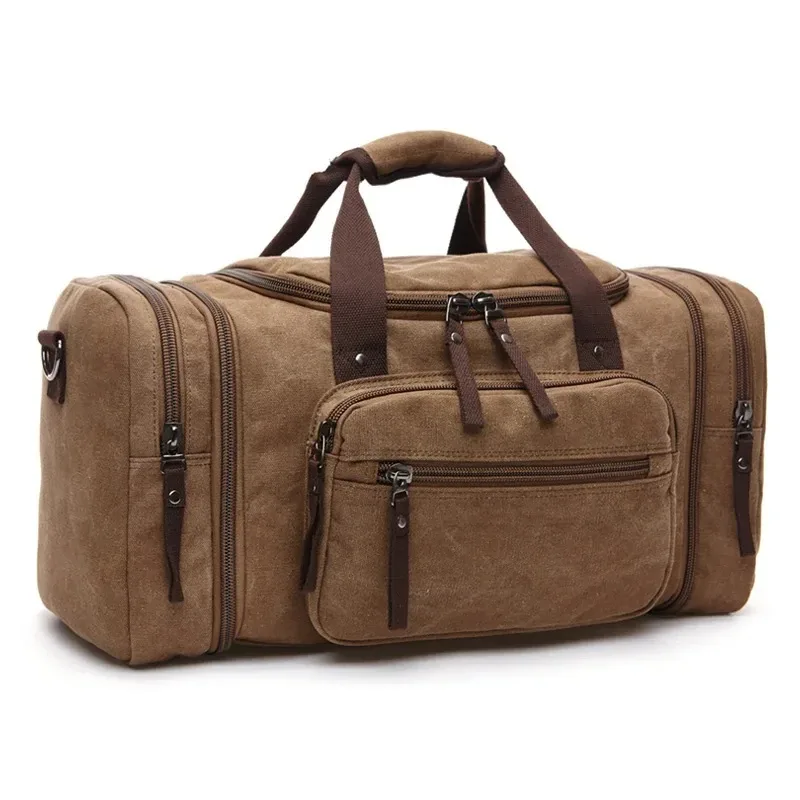 vintage canvas stylish travel bags large capacity carry on luggage bags men duffel bag travel tote weekend bag