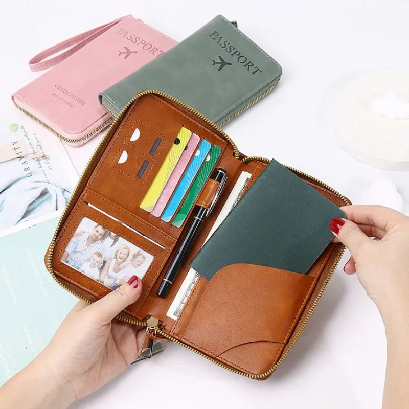 mode multi-fonction voyage rfid porte-passeport housse femmes hommes pu cuir doccument paquet billet sacs de protection