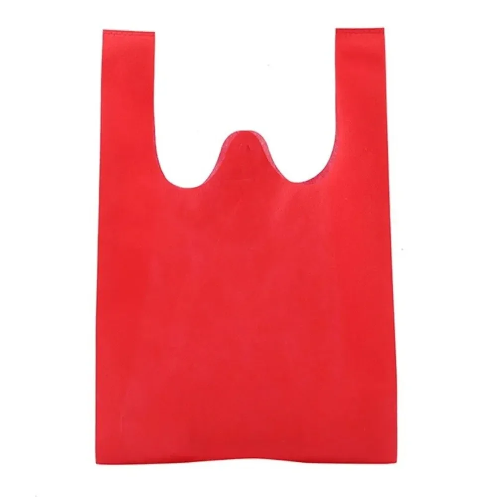 sac de courses non tissé de couleur unie, fourre-tout portable de grande capacité réutilisable, sac de rangement de jouets épais durable 50 pièces